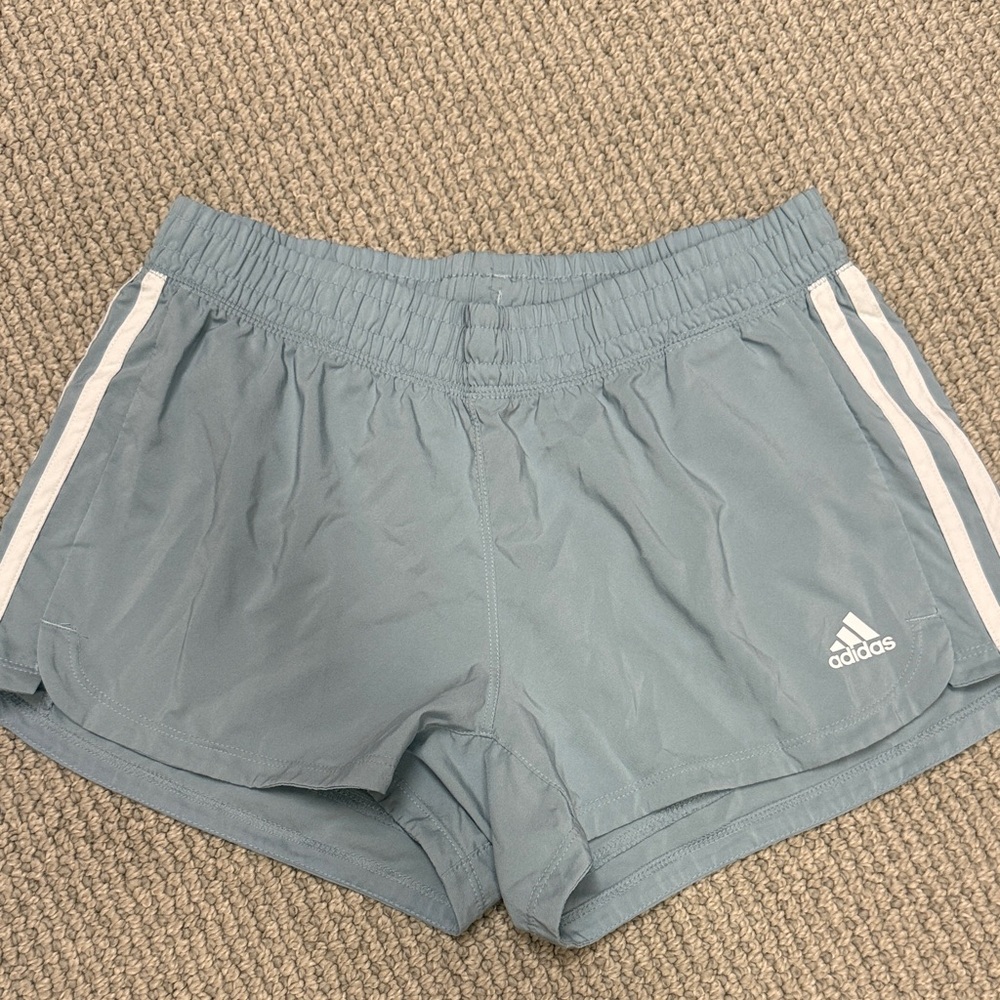 adidas Women's Light Blue Running Shorts with White Stripes, Size Small - Picture 8 of 10